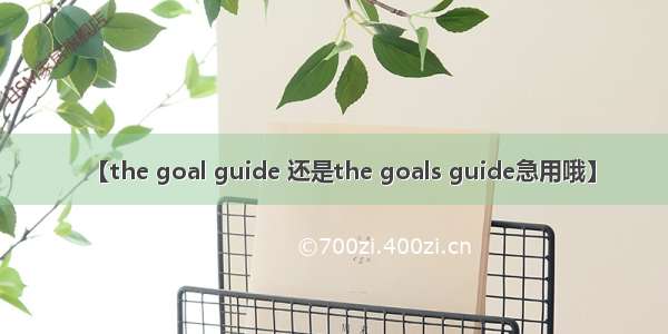 【the goal guide 还是the goals guide急用哦】