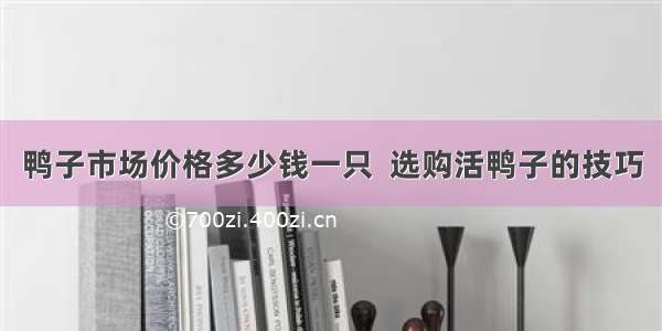 鸭子市场价格多少钱一只  选购活鸭子的技巧