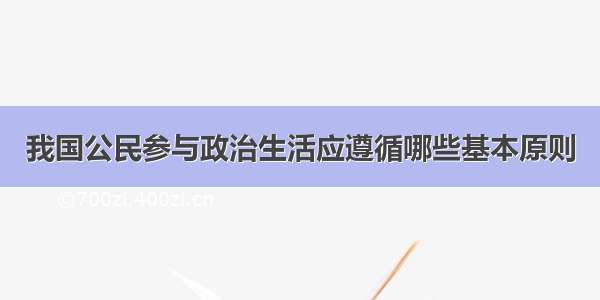 我国公民参与政治生活应遵循哪些基本原则