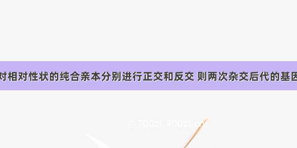 单选题将一对相对性状的纯合亲本分别进行正交和反交 则两次杂交后代的基因型是A.一定