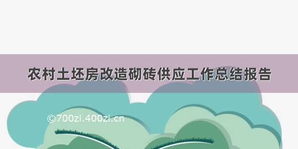 农村土坯房改造砌砖供应工作总结报告