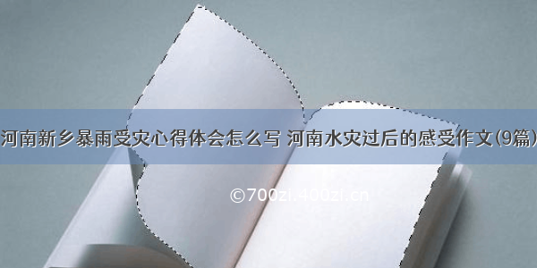 河南新乡暴雨受灾心得体会怎么写 河南水灾过后的感受作文(9篇)