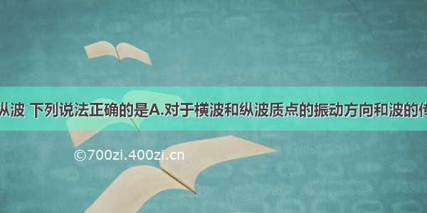 关于横波和纵波 下列说法正确的是A.对于横波和纵波质点的振动方向和波的传播方向有时