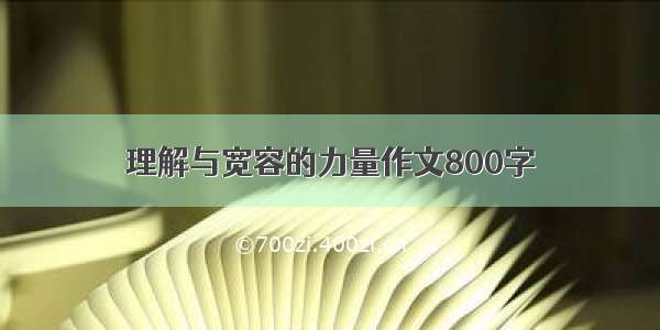 理解与宽容的力量作文800字