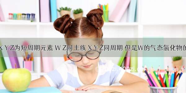 已知W X Y Z为短周期元素 W Z同主族 X Y Z同周期 但是W的气态氢化物的稳定性