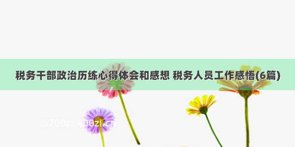 税务干部政治历练心得体会和感想 税务人员工作感悟(6篇)